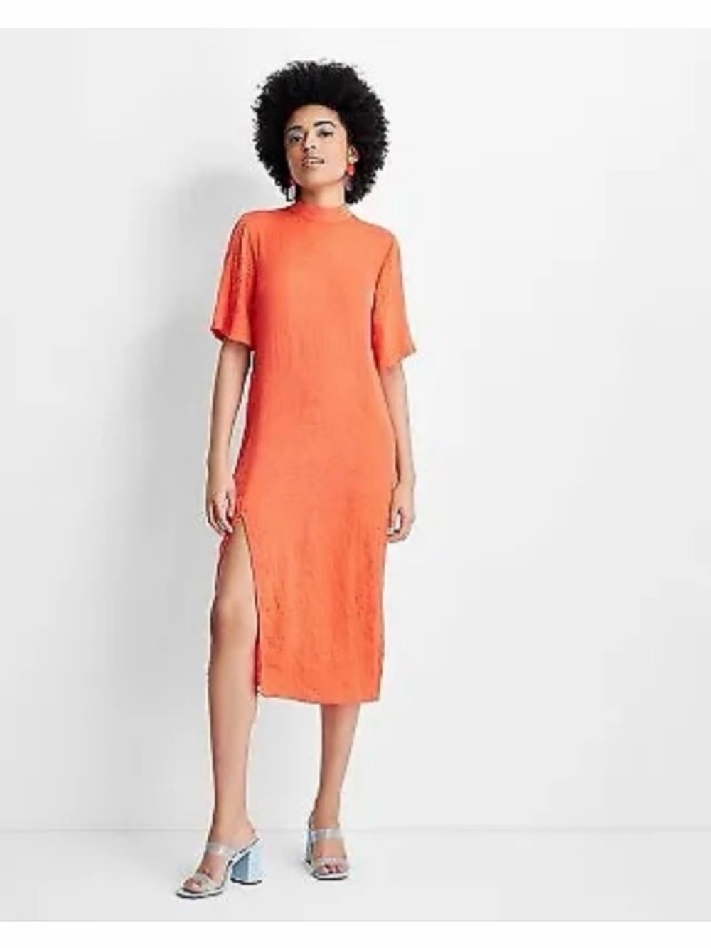 Future Collective Midi Split Sleeve Dress in Orange